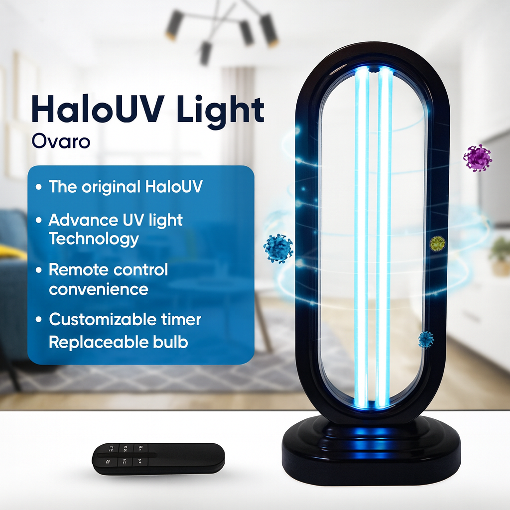 UV Light Sanitizer,4-Speed Timing and Remote Control UVC Home Disinfection Device,Ultraviolet Light Sanitizer for Dust Mites,UV Lamp for Whole Room,Black